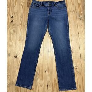 Denim Jeans Lauren Ralph Lauren Women's Blue Modern Straight Pants Size 12 Rip